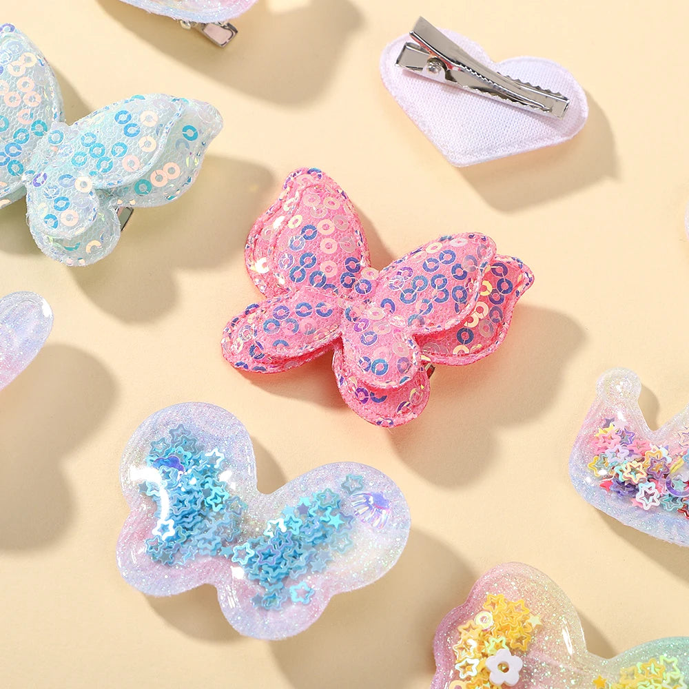 3/6pcs Children's Cartoon Hair Clip Set Rabbit Crown Flow Sofa Clip Sequin Butterfly Hairgripes Lovely Girls Hairpins Headwear