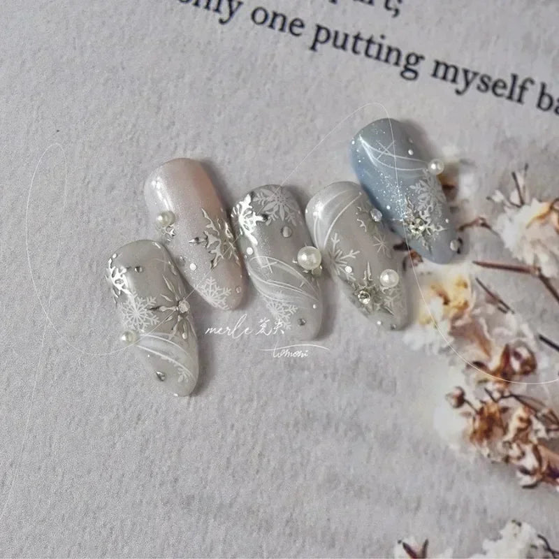 5D Laser Star Moon Snowflake Shiny Rhinestone Embossed Relief Self Adhesive Nail Art Decoration Sticker Manicure Decals