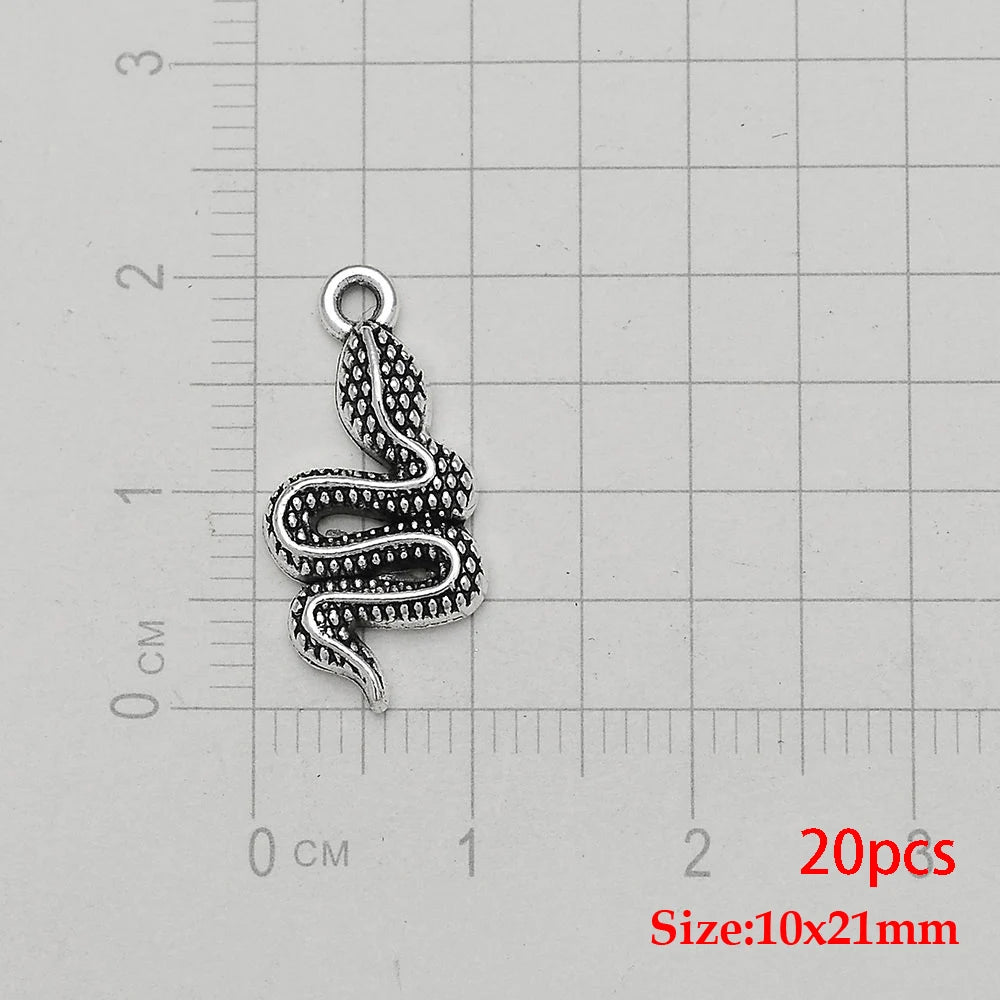 10/20pcs/lot Antique Silver Plated Snake Charms Animals Pendant For Diy Necklace Jewelry Making Findings Supplies Accessories Viralgem Store