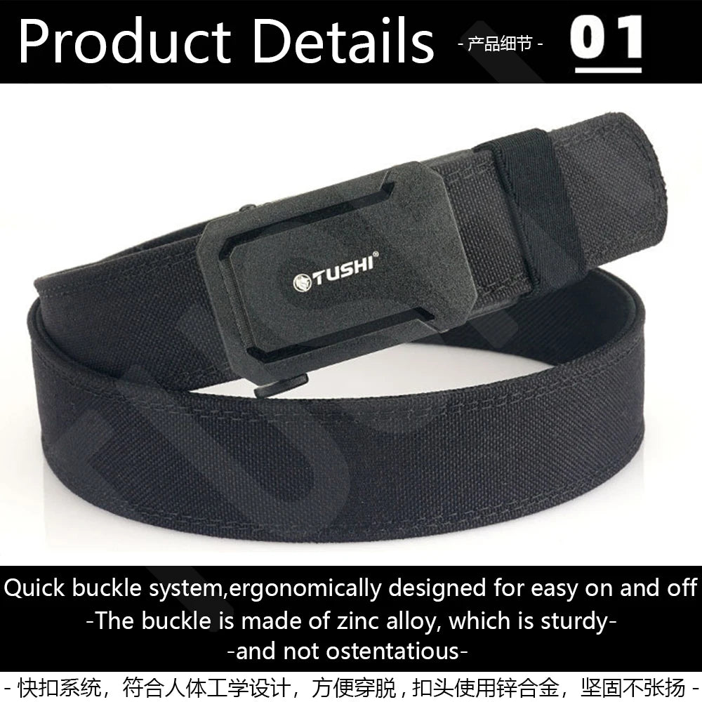 TUSHI Army Tactical Belt Quick Release Military Airsoft Training Molle Belt Outdoor Shooting Hiking Hunting Sports Belt
