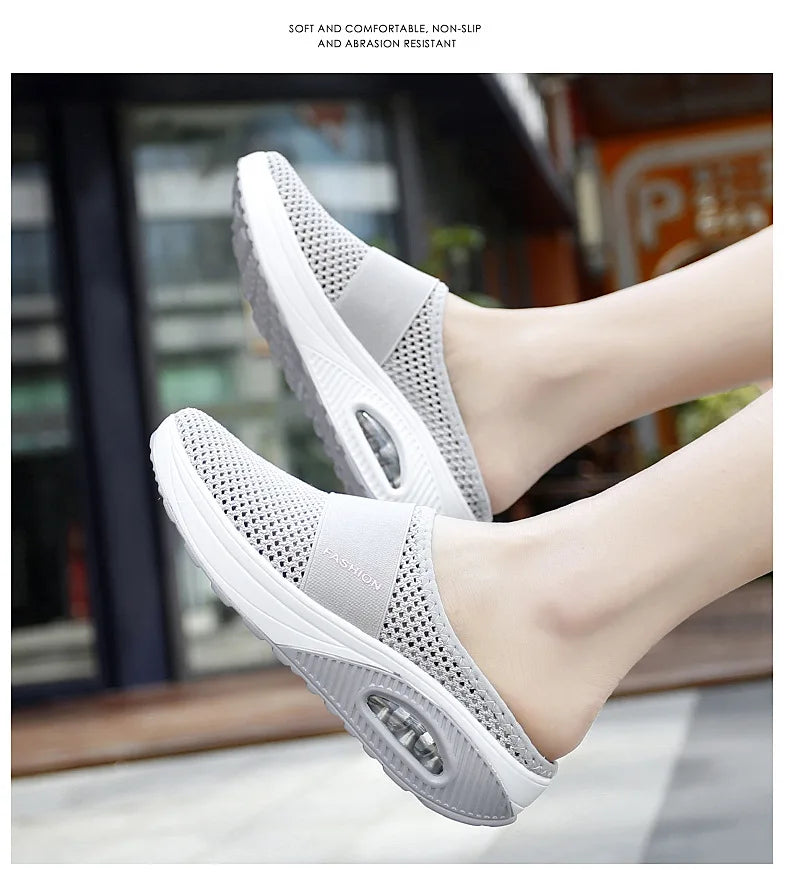 Women Wedge Slippers Anti-slip Casual Female Sandals Platform Retro Summer thick sole air cushion shock absorption outdoor Shoes