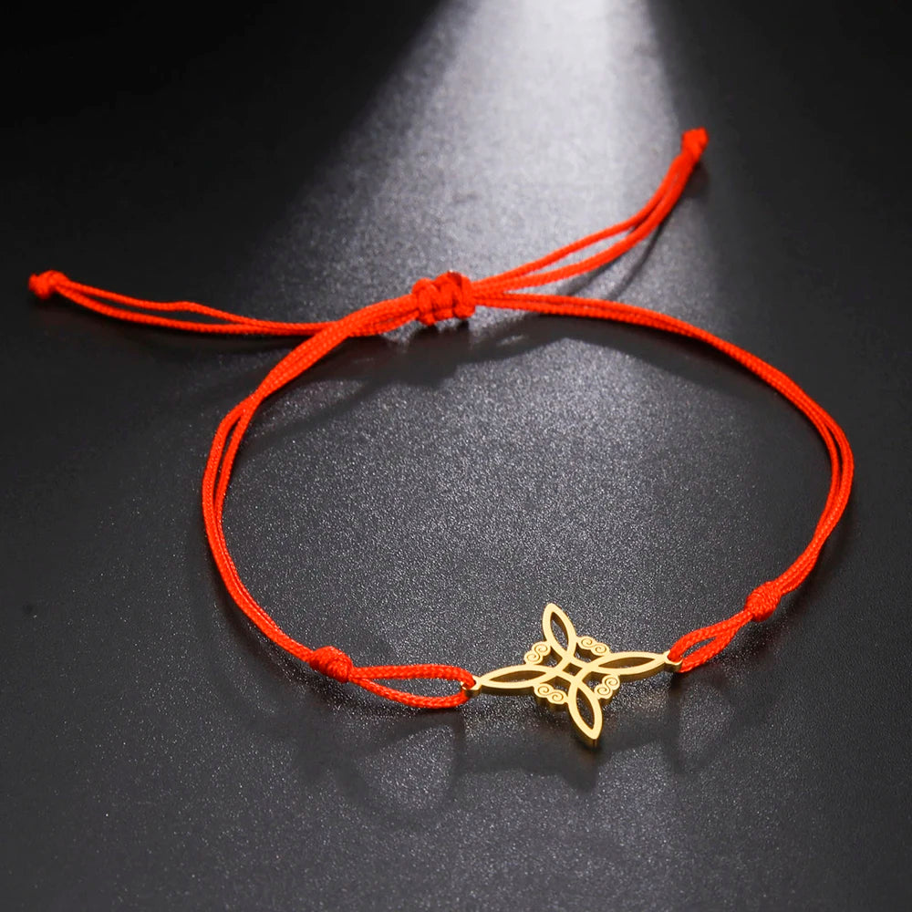 Witch Knot Pendant Stainless Steel Charm Bracelet Vintage Fashion Wax Rope Chain for Women men Good Luck Amulet Jewelry New in Viralgem Store