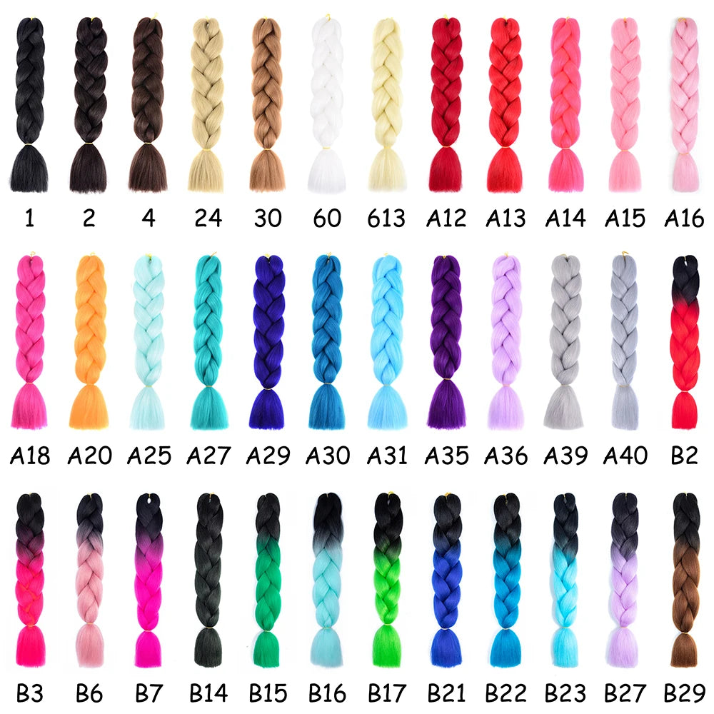 24 Inches Synthetic Braiding Hair Ombre Braiding Hair Packs Jumbo Braid Hair For Women Wholesale DIY Hairstyle Blue Purple Pink