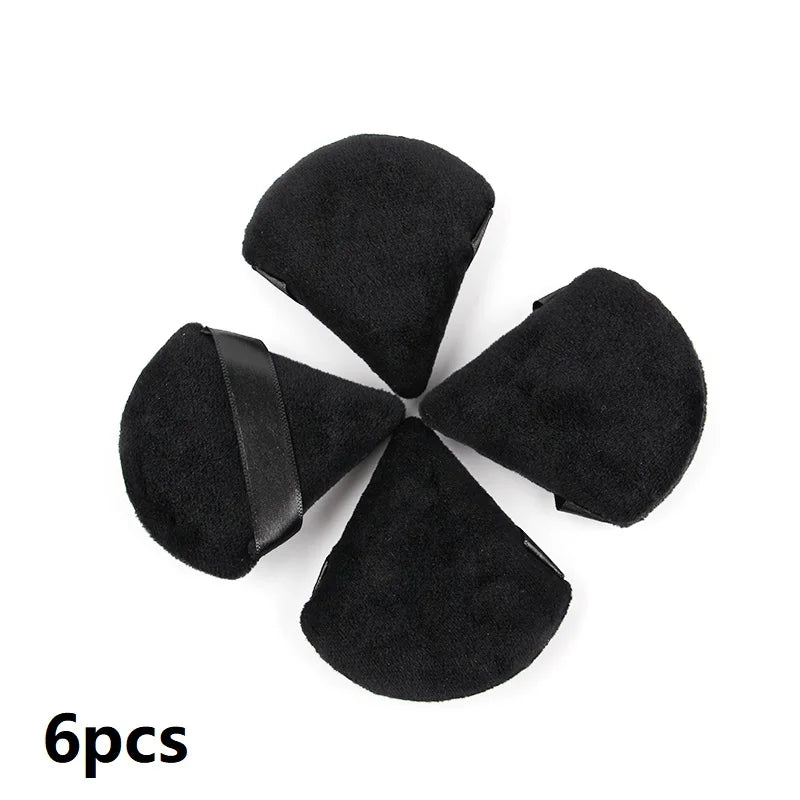 1/2/3/6Pcs Triangle Velvet Powder Puff Face Cosmetic Eye Beauty Makeup Tool Reusable Sponge Washable Mini Powder Puff Accessorie