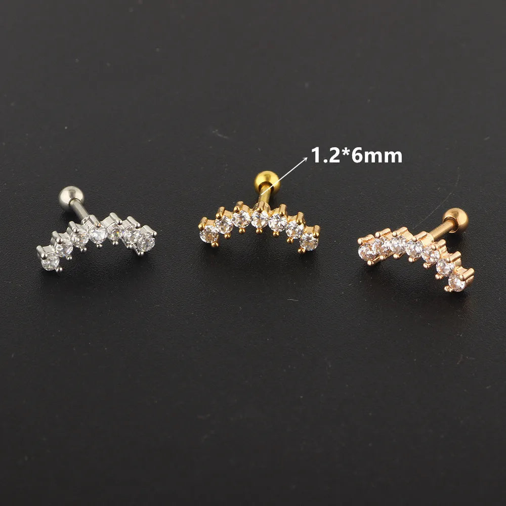 1PC Tragus Helix Piercing Earring For Women Zircon Cluster Star Cartilage Piercing Hoop Earring Ear Clip Stainless Steel Jewelry Viralgem Store
