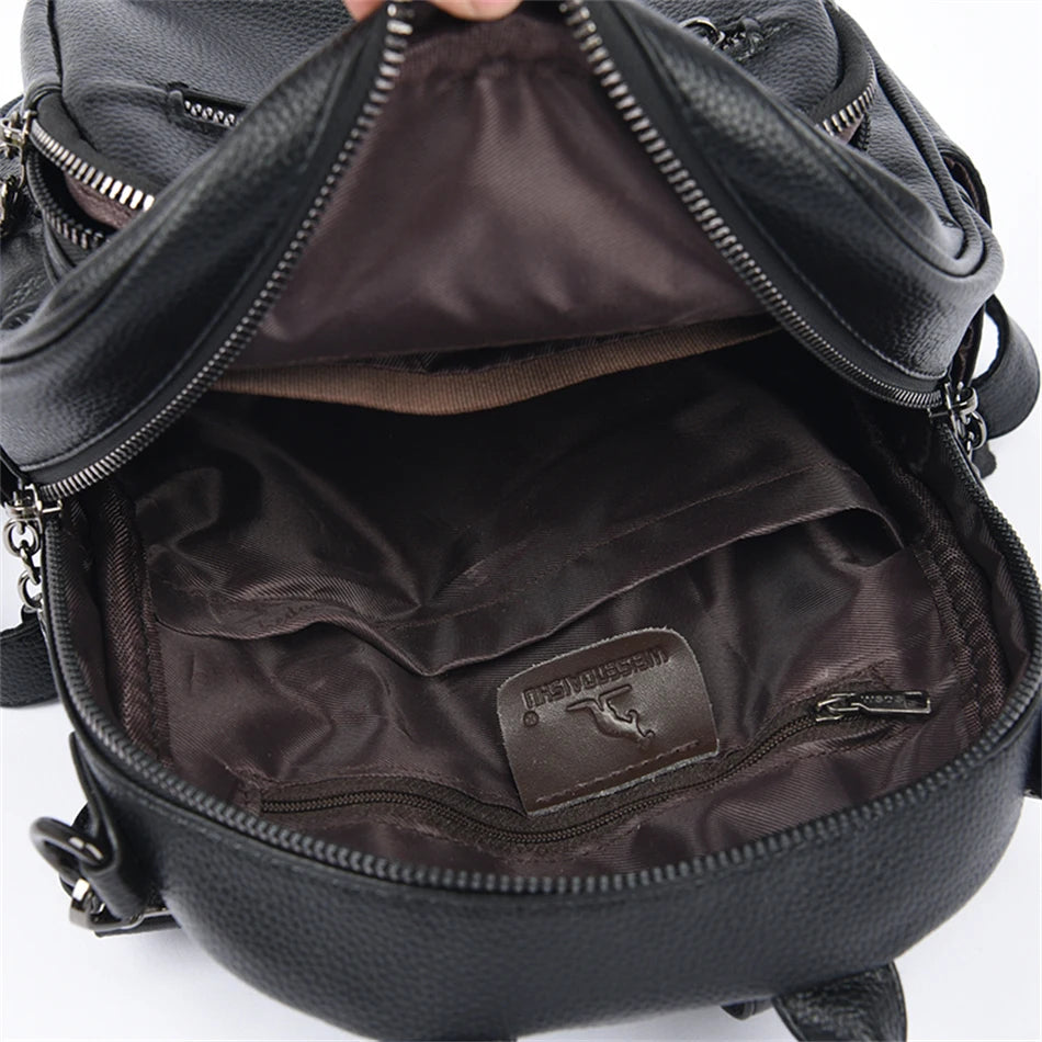 Women Travel Backpack for Teenager Girl 2024 Soft Leather Female Fashion 3 In 1 Bagpacks Large Capacity Ladies Mochilas Feminina Viralgem Store