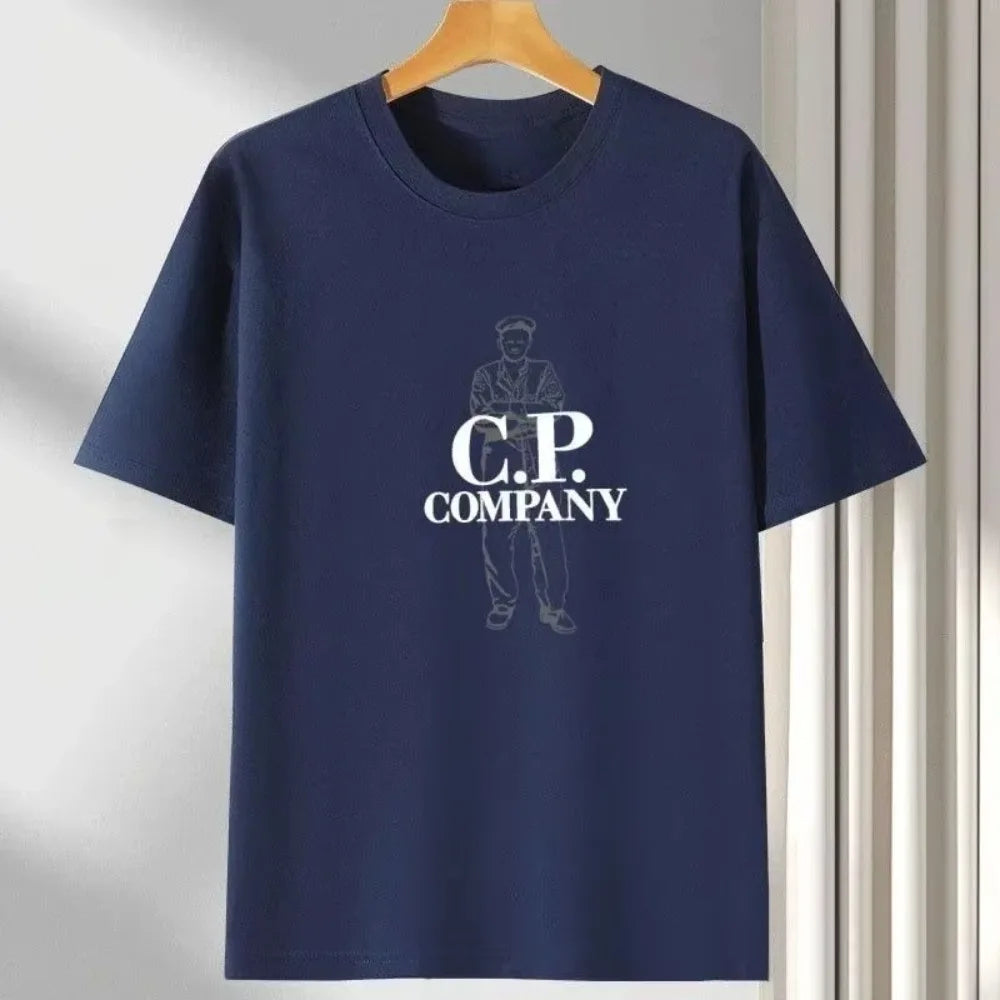 2025 New Short-sleeved T-shirt Summer New European and American CP Letter Casual Loose Round Neck Half-sleeved T-shirt Fashion