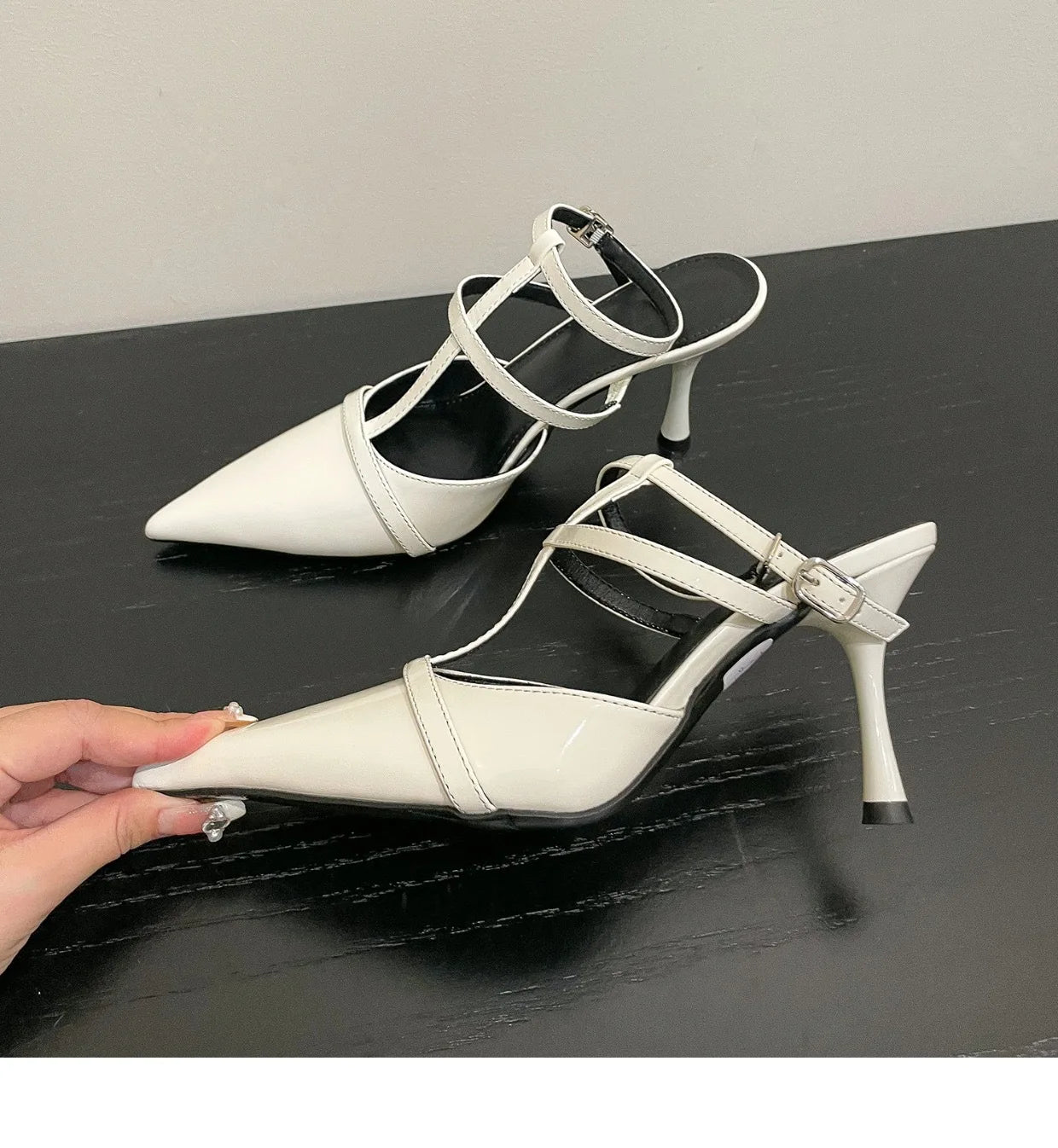 2024 New Trendy Women Gladiator Sandals Summer Pointed Toe Luxury Elegant High Heels Thin Strap Pumps Ladies Party Shoes Size 42