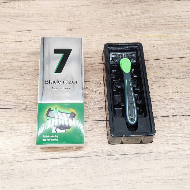 Upgrade Your Shaving Routine with 7 Layer Head Set and Rubber Handle Grooming