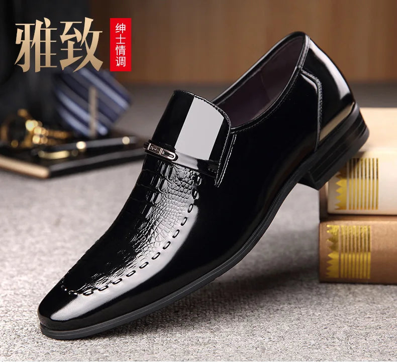 38-50 Mens PU Leather Shoes Luxury Crocodile Pattern Men Business Dress  Casual Social Shoe Male Wedding Footwear Zapatos Hombre