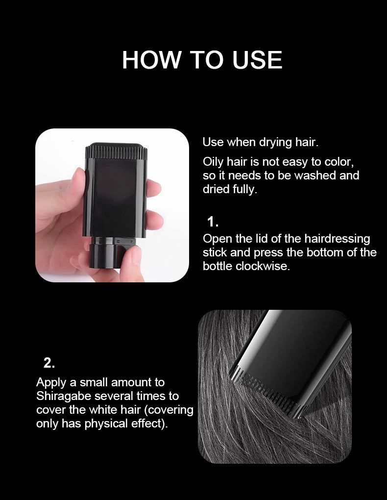 3 Colors Hair Stick, Gray Hair Covering Artifact No Color Loss Disposable Hair Dye Stick Hair Roots Hair Dyeing and Color Viralgem Store