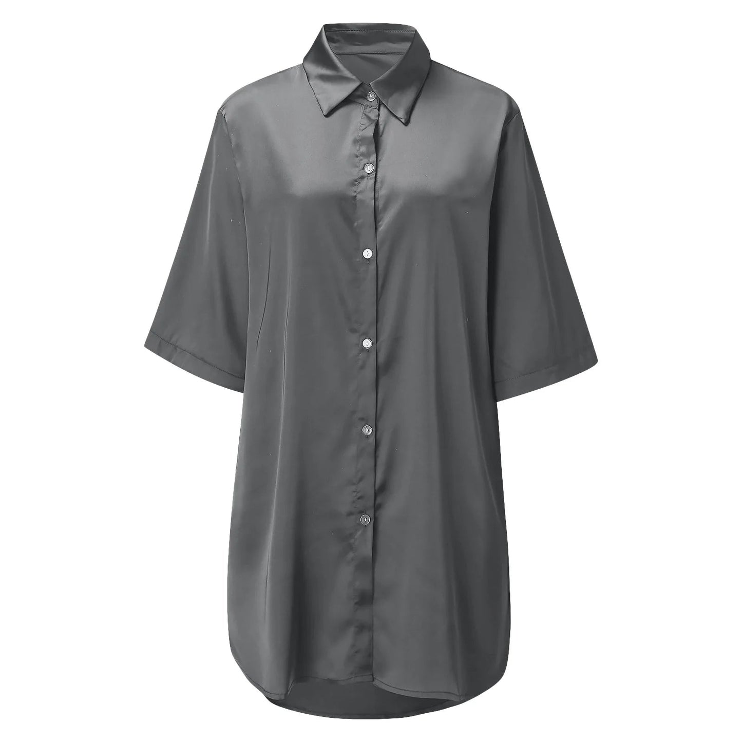 Women's Solid Color Silky Soft Pajamas Sexy Long Sleeve Nightshirt Smooth & Skin-Friendly Comfortable Home Sleepwear for Ladies Viralgem Store