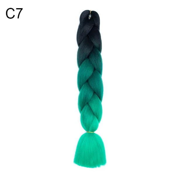 24Inch Synthetic Braiding Hair Extension Ombre Color Rainbow DIY Jumbo Hair Pink Red Blue Hairstyle for Women Viralgem Store