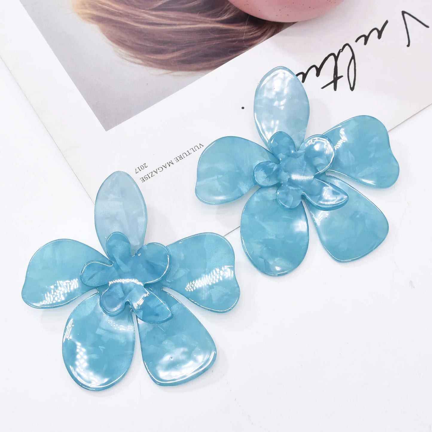 Acrylic Fashion Big Flower Pendant Earrings Double Layer Flowers Women's Earrings for Women 2023 New Party Jewelry Gifts