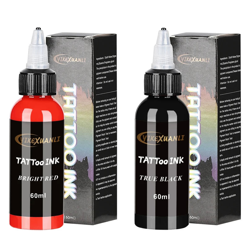 60ml red/black Tattoo Ink Pigment with box Body Art Tattoo Kits Professional Beauty Paints Makeup Tattoo Supplies Semi-permanent Viralgem Store