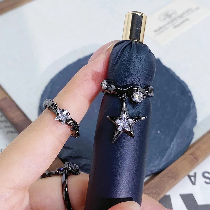 2025 Dark Gothic Irregular Zircon Adjustable Unisex Ring