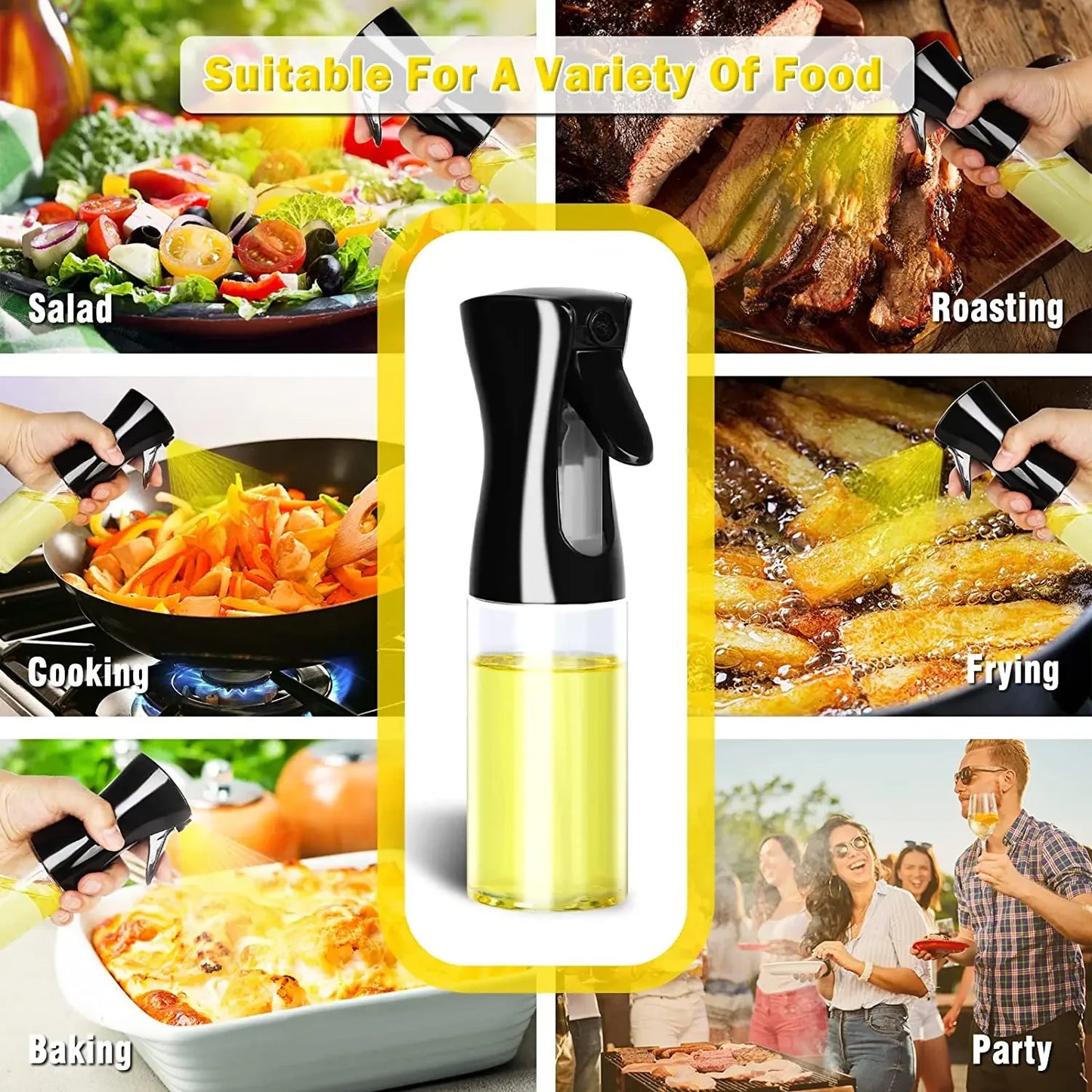 300ML Olive Oil Spray Bottle Kitchen Soy Sauce Vinegar Seasoning Container Dispenser for Camping BBQ Roasting Cooking Salad