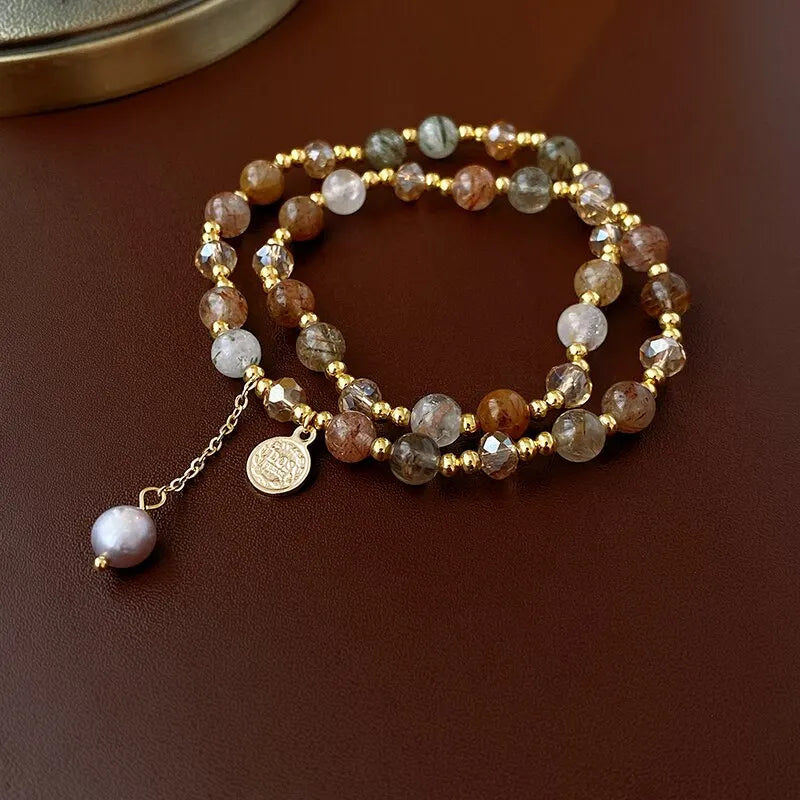 Vintage Natural Stone Strand Bracelets For Women Men Ethnic Crystal Beads Wrap Bracelet Bangle Healing Yoga Jewelry Wristband