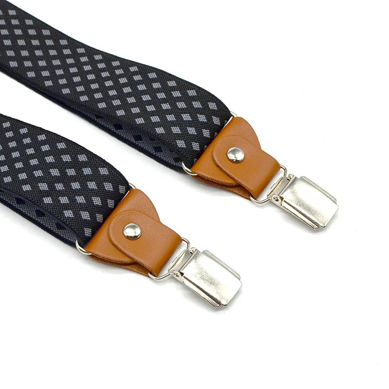 Adult Suspenders 3.5cm 3 Clips Y-Type British Retro Men's Checkered Elastic braces  Clips Adjustable Wedding Party Accessories Viralgem Store