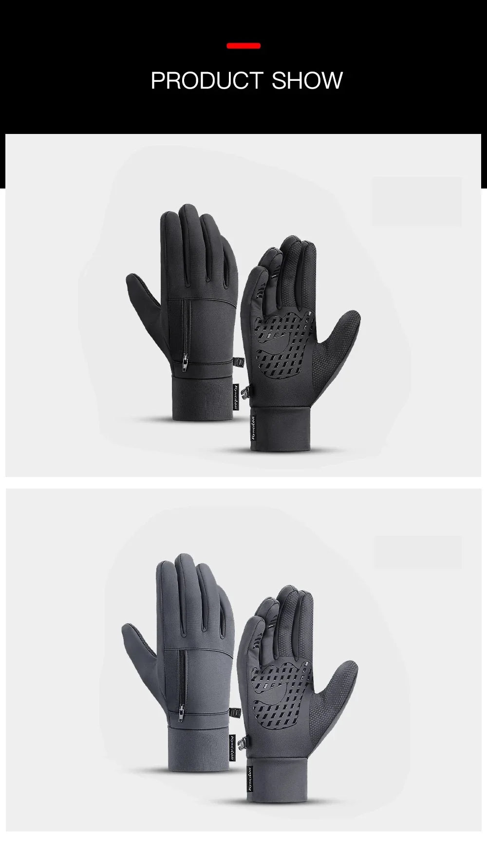 Winter Outdoor Cycling Gloves for Men and Women Touchscreen Windproof Warm Sport Splashproof Silicone Non-slip Motorcycle Gloves