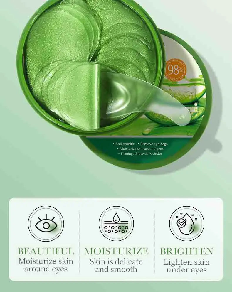 60pcs Aloe Vera Collagen Eye Mask Anti Dark Circles Removal Eyes Bags Moisturizing Firming Eye Patches Eyes Skin Care Products Viralgem Store