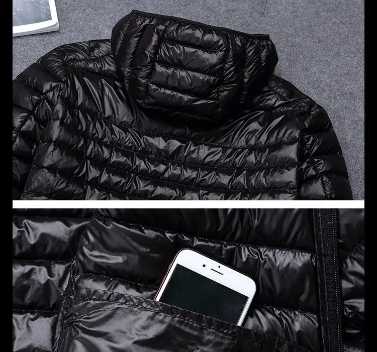 2024 New High-grade Men's White Duck Down Light Down Jacket Men's Short Hooded Men's Autumn Winter Lightweight Coat Men Jacket