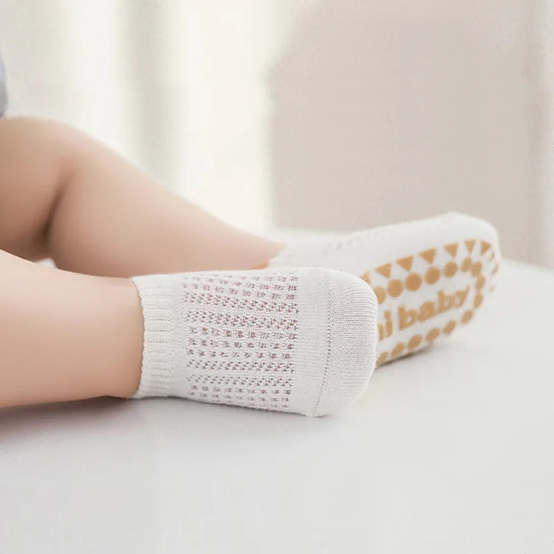 6 Pairs Baby Boys Girls Cotton Non-slip Floor Socks Summer For Toddler Kids Indoor Activities Learn To Walk Ankle Socks