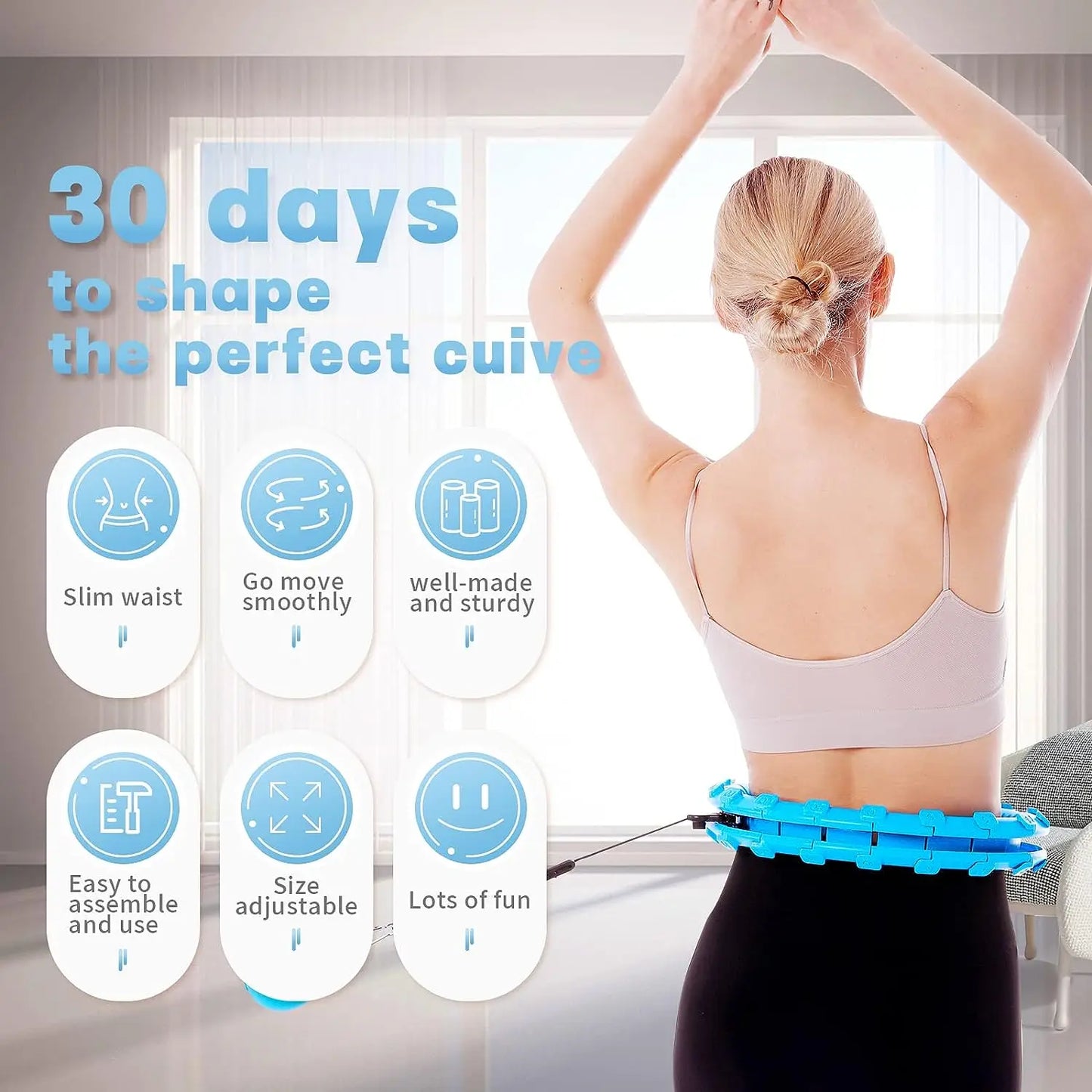 Weighted Fitness Hoop for Adults & Kids Detachable Knots Abdomen Weight Loss 2 in 1 Abdomen Fitness Weight Loss Massage