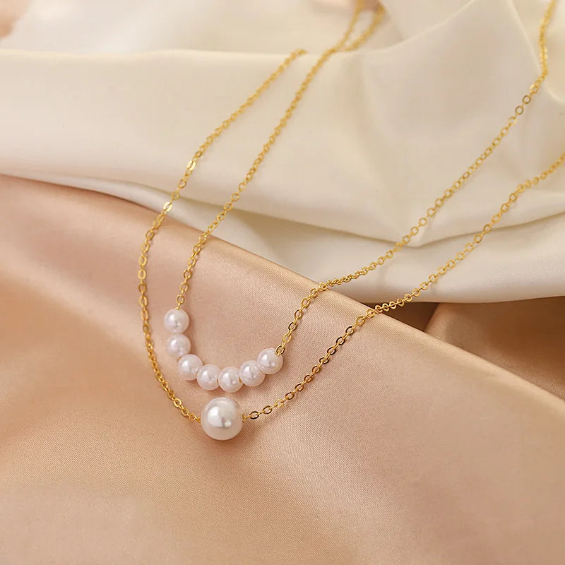 2023 Trend Wedding Party Jewelry Big Pearl Choker Necklace For Women Elegant White Imitation Pearl Necklaces X0172 Viralgem Store