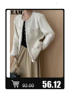 [EAM] Big Size Gray Jacket Wide Leg Pants Two Piece Suit New V-Neck Long Sleeve Women Fashion Tide Spring Autumn 2024 1DH6481