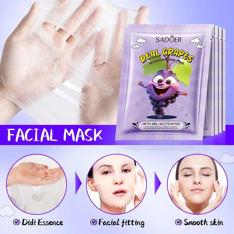 8pcs SADOER Fresh Fruits Face Mask Facial skincare Moisturizing Brightening Firming Hydrating Facial Masks for Face Skin Care Viralgem Store