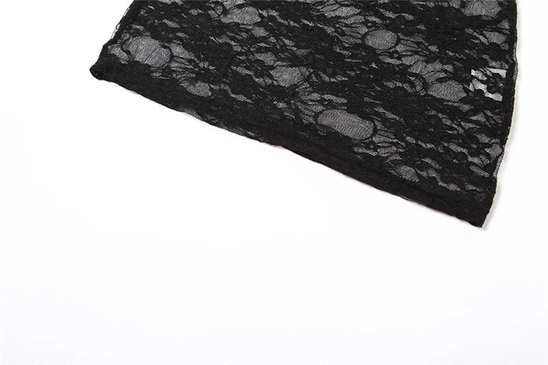 Women 3 Piece Sets Trim Sheer Lace  Solid Strapless Tupe Top Hot Skinny Pantyhose Pants Baddie Club Outfit Lingerie Suit Viralgem Store