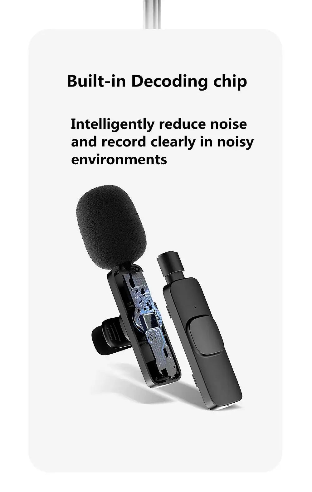 Wireless Lavalier Microphone Mini Portable Audio Video Recording Mic for iPhone Android Live Broadcast Gaming