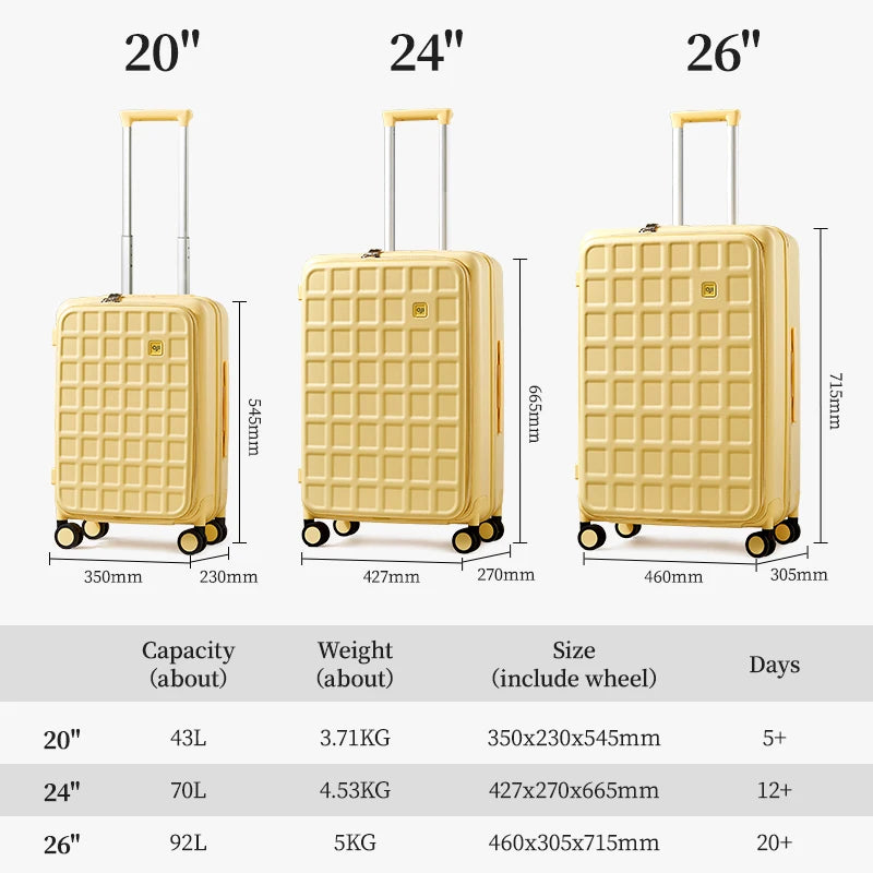 AJI Luggage Travel Suitcase Women Men Suitcase Trip Cabin Expandable Suitcases On Wheelstsa Lock Trolley Case Plaid Pattern Viralgem Store
