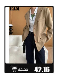 [EAM] Big Size Gray Jacket Wide Leg Pants Two Piece Suit New V-Neck Long Sleeve Women Fashion Tide Spring Autumn 2024 1DH6481