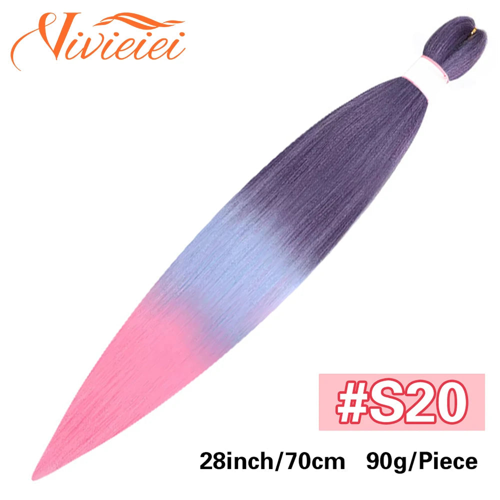 Synthetic Jumbo Braids Hair Extensions 28 Inch Braiding Hair Pre Stretched Orange Green White Blue Red Pink Purple Braids Viralgem Store