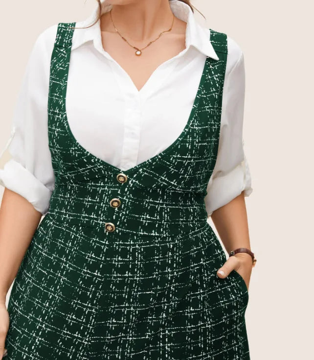 2025 Women's Sleeveless Oversized Jumpsuit Overalls Ladies Sexy Plaid Deep V Neck Wide Leg Pants Jumpsuits with Buttons Pockets Viralgem Store