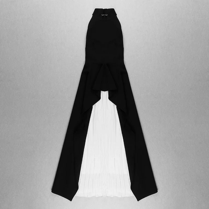 TWOTWINSTYLE Sexy Two Piece Set Women Halter Sleeveless Open Back Top High Waist Pleated Maxi Skirt Slim Women's Suit Summer New