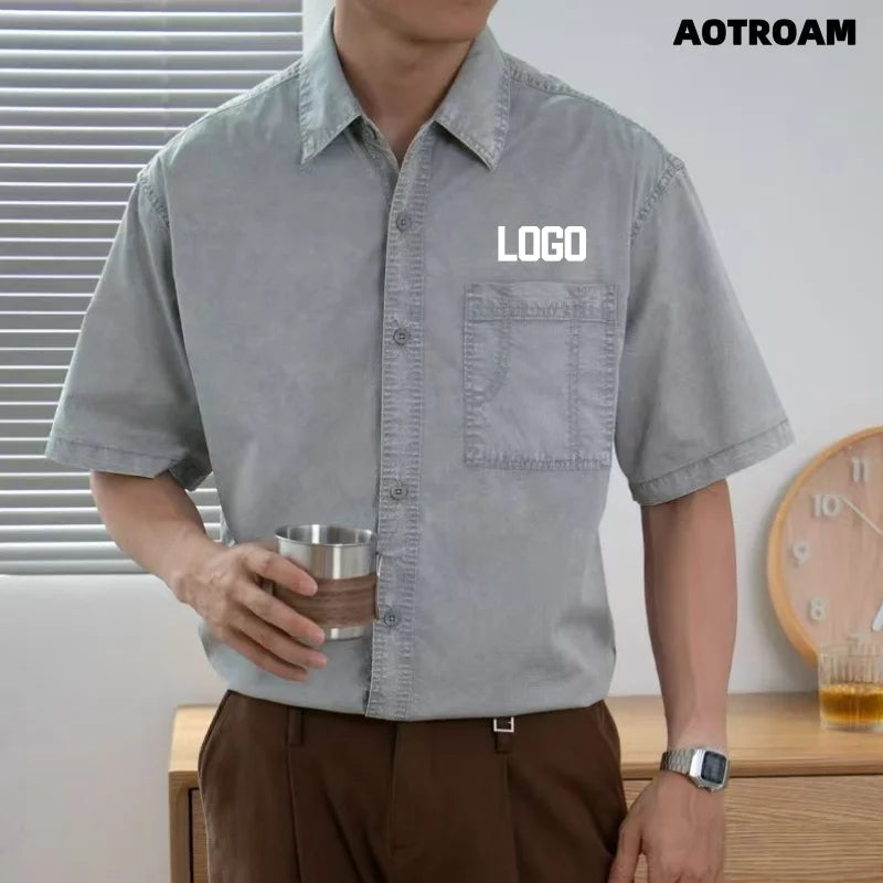 Vintage Snowflake Casual Shirt Customizable Logo Print High-End Series Men's Fashion Classic Style Clothing Viralgem Store