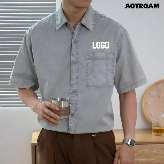 Vintage Snowflake Casual Shirt Customizable Logo Print High-End Series Men's Fashion Classic Style Clothing Viralgem Store