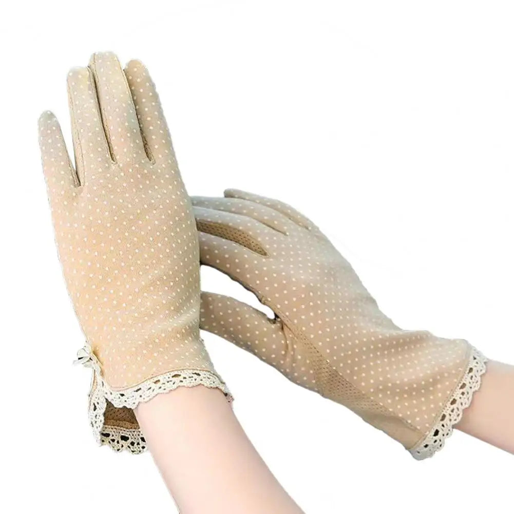 1 Pair Summer Gloves Driving Riding Mittens Dot Full Finger Gloves Non-Fading Sunscreen Gloves Viralgem Store