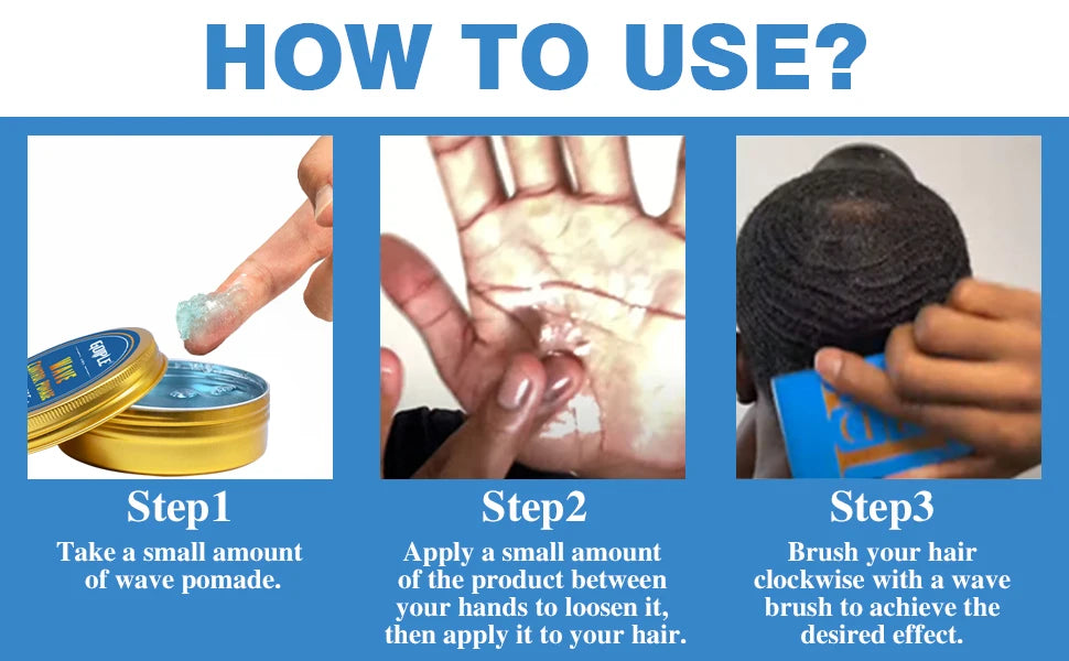 Wave shampoo Kit for Men Anti-frizz Wax Cream Layered Styling Hair Pomade Deep Clean Care Product with Hair Brush and Pirate Hat Viralgem Store