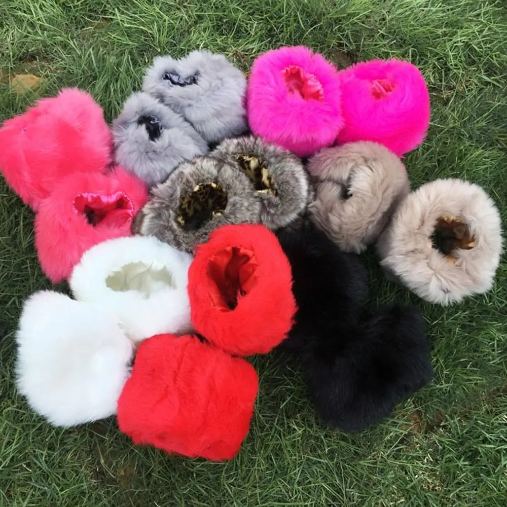 Women Fashion Winter Warm Faux Fur Elastic Wrist Slap On Cuffs Ladies Solid Color Arm Warmer Plush Wrist Protector Viralgem Store