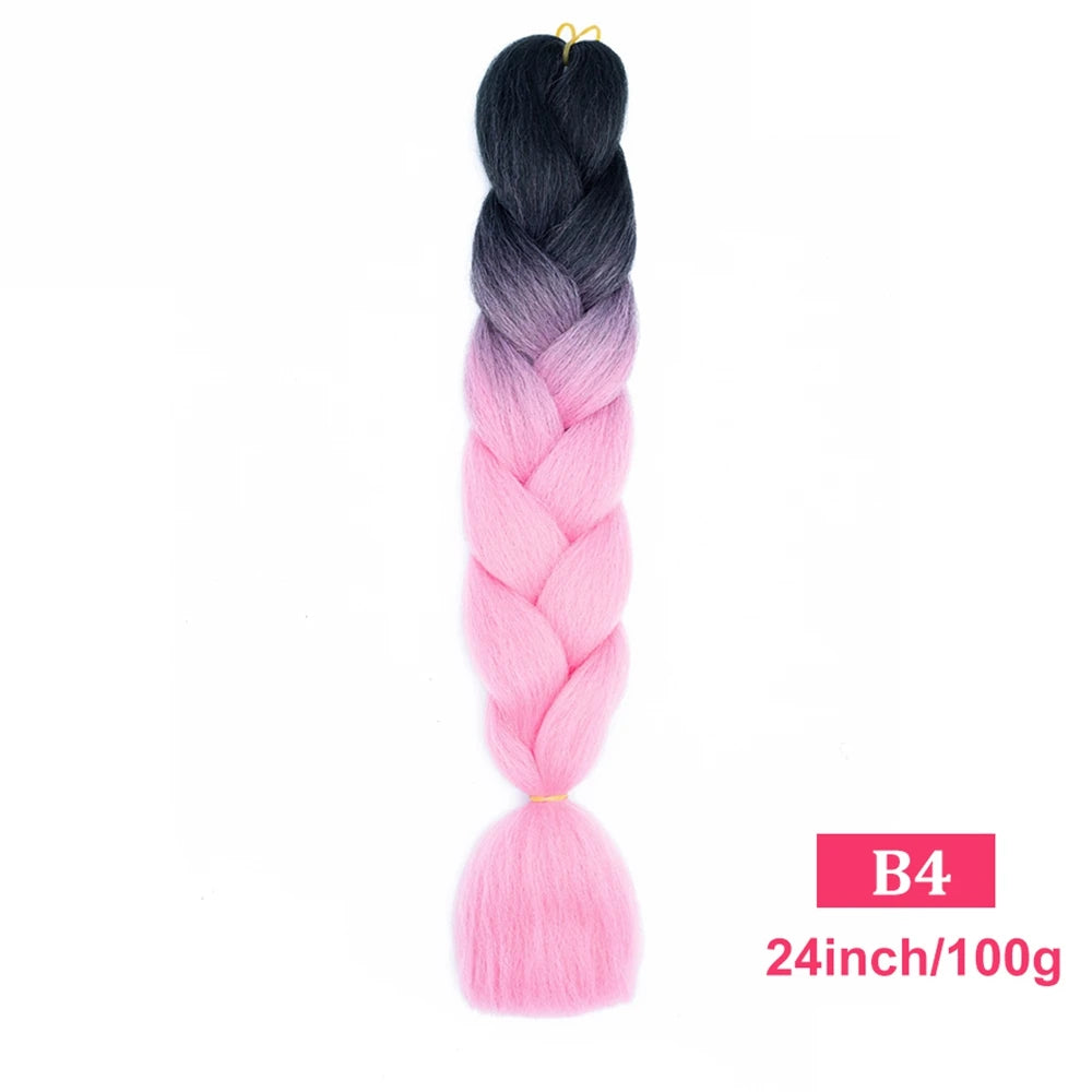 24inch Synthetic Long Braiding Hair Pre Strethced Colorful Ombre Brown Blonde Crochet Jumbo Braids Hair Extensions For Women