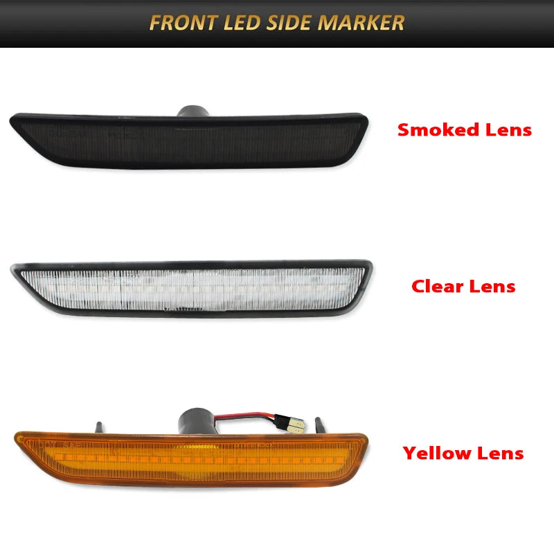 2pcs Car Front Rear Bumper Side Marker Light White For Ford Mustang Base GT Shelby GT500 Boss 302 2010 2011 2012 2013 2014