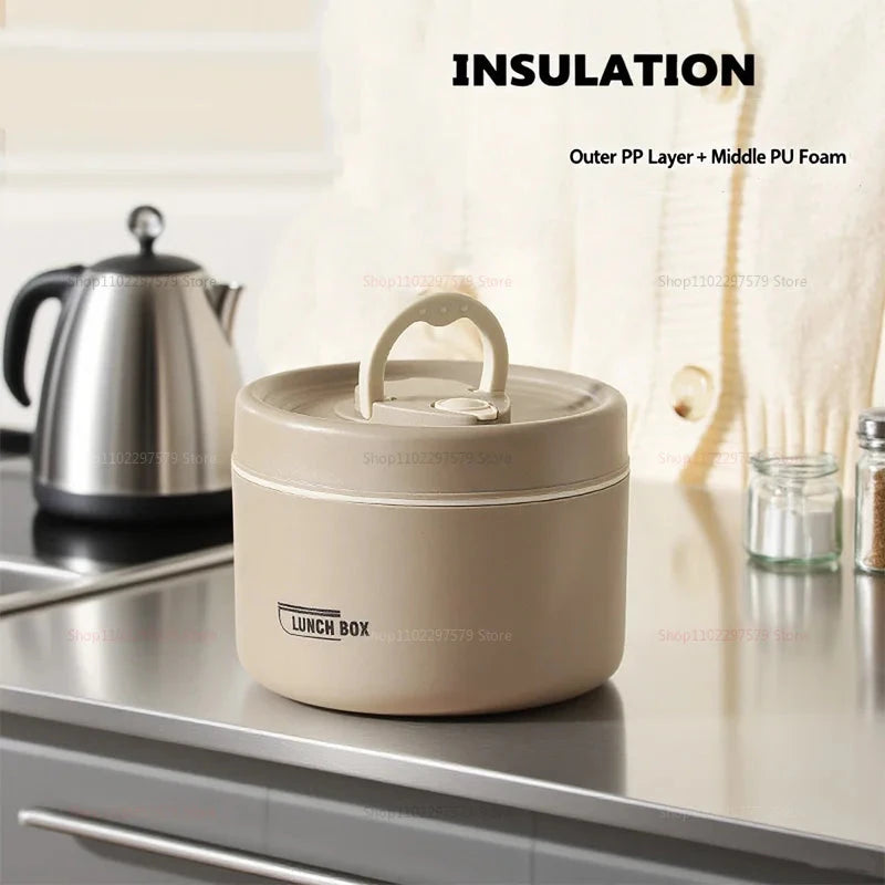 304 Stainless Steel Insulated Lunch Box with Storage Bag Portable Double-layer Covered Lunch Box Office Student Sealed Lunch Box Viralgem Store