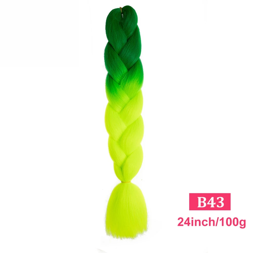 24inch Synthetic Long Braiding Hair Pre Strethced Colorful Ombre Brown Blonde Crochet Jumbo Braids Hair Extensions For Women