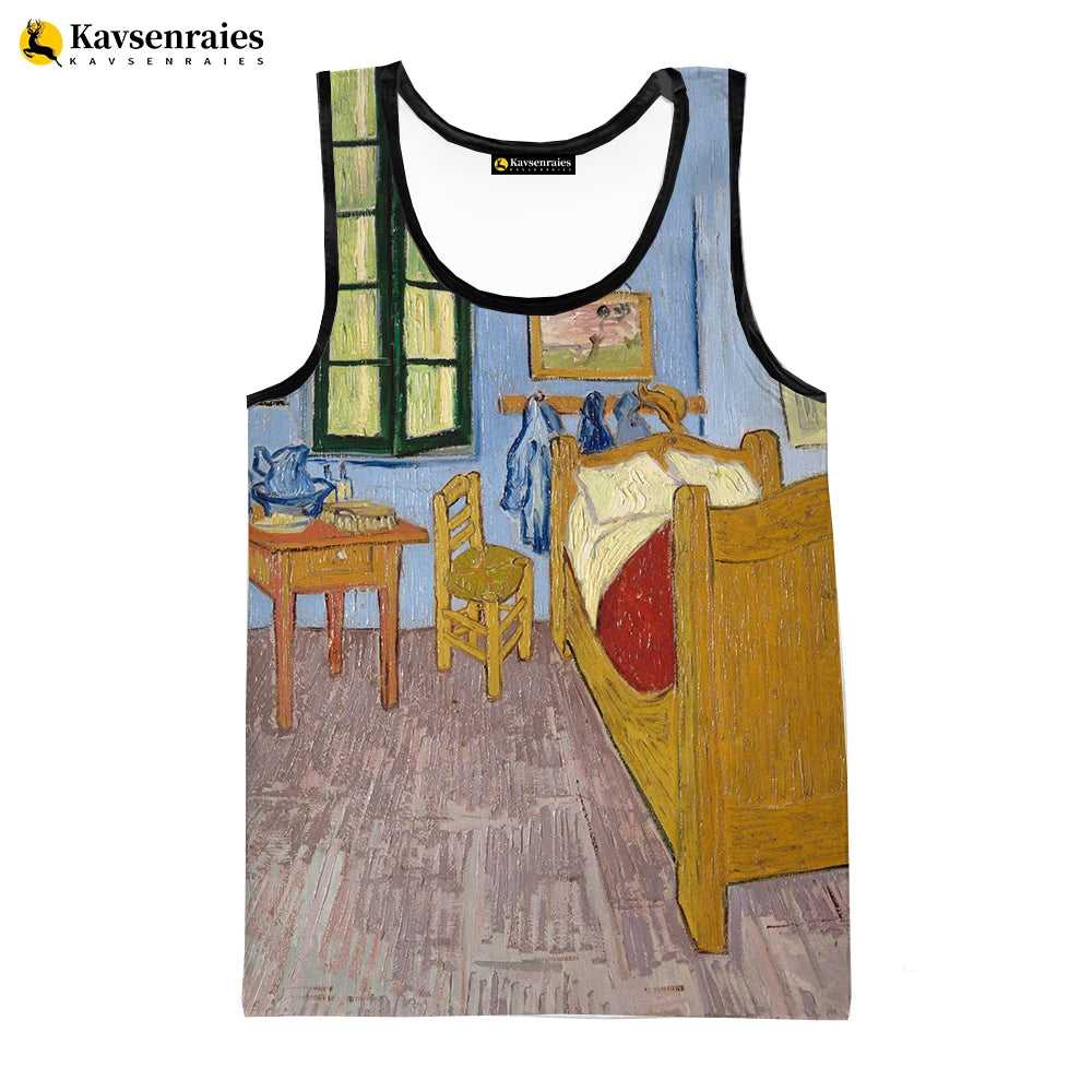 Van Gogh Oil Painting 3D Printed Tank Tops Men Summer Vest Women Casual Sleeveless Shirts Hip Hop Streetwear Oversized Tops