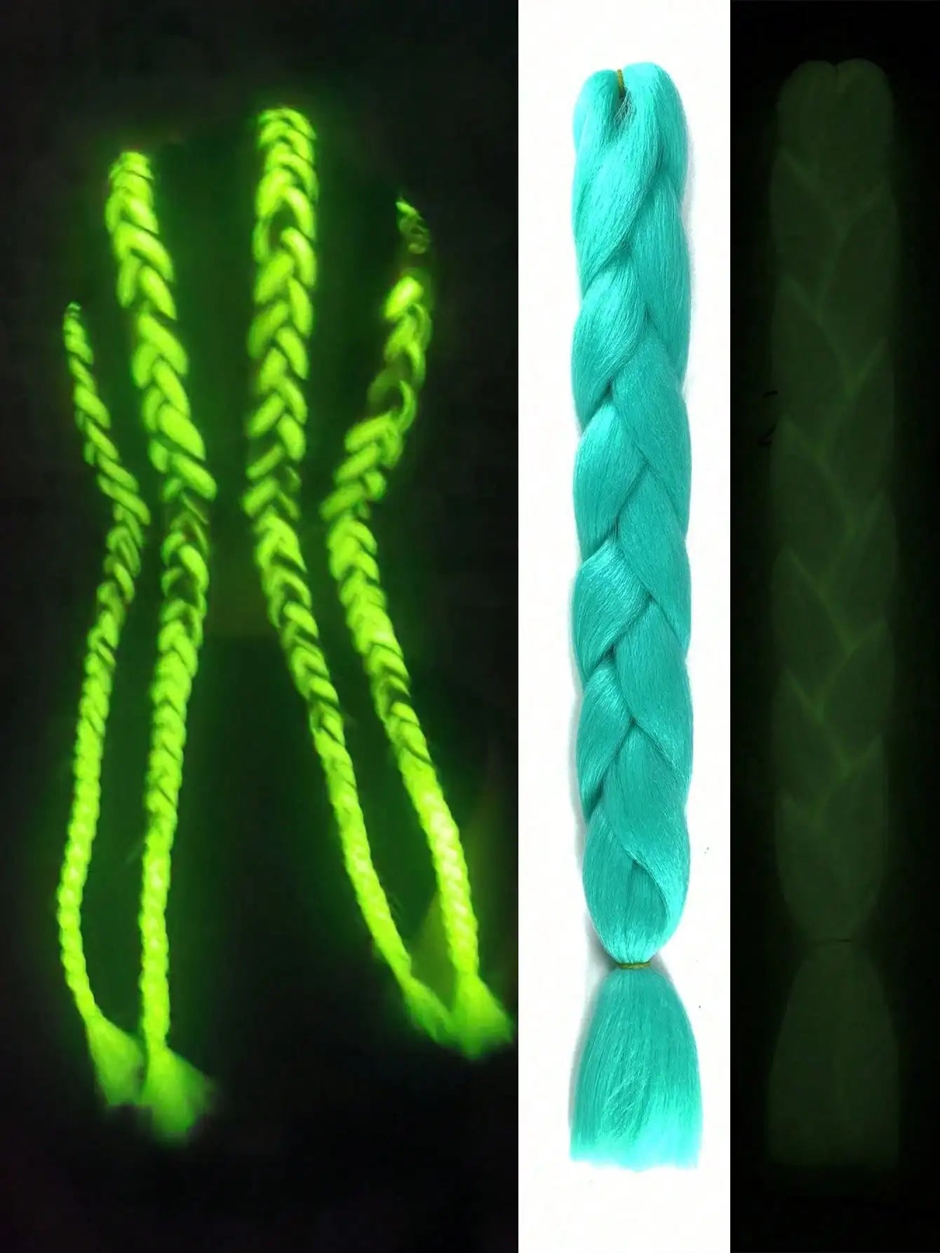 1pcs Synthetic Luminous Jumbo Braids Hair Neon Glowing Fluorescent Braiding Hair Extensions for Women and Girl  Music Festival Viralgem Store