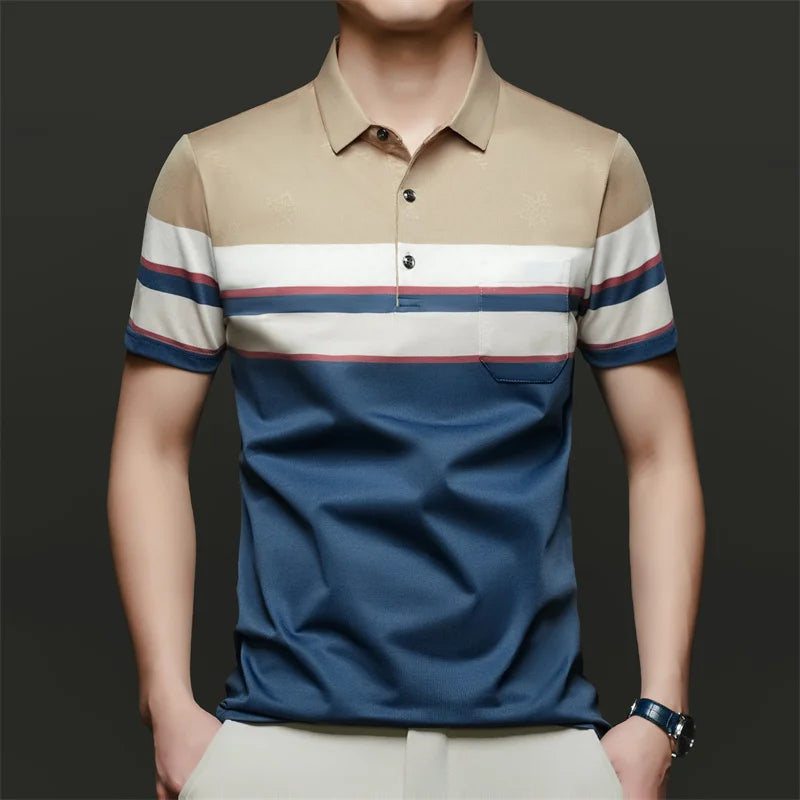 Top Grade Summer Brand Polo Shirts For Men Designer Summer Stripped Luxury Short Sleeve Slim Casual Tops Fashions Men Clothes Viralgem Store